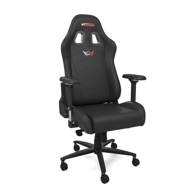 Black leather Pro XL gaming chair front angle