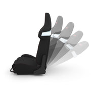RS9 Black leather racing seat reclining feature