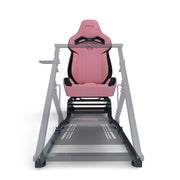 Apex Rear Seat Frame with Pink RS12 Racing Seat Mounted to an Apex Wheel Stand Front View