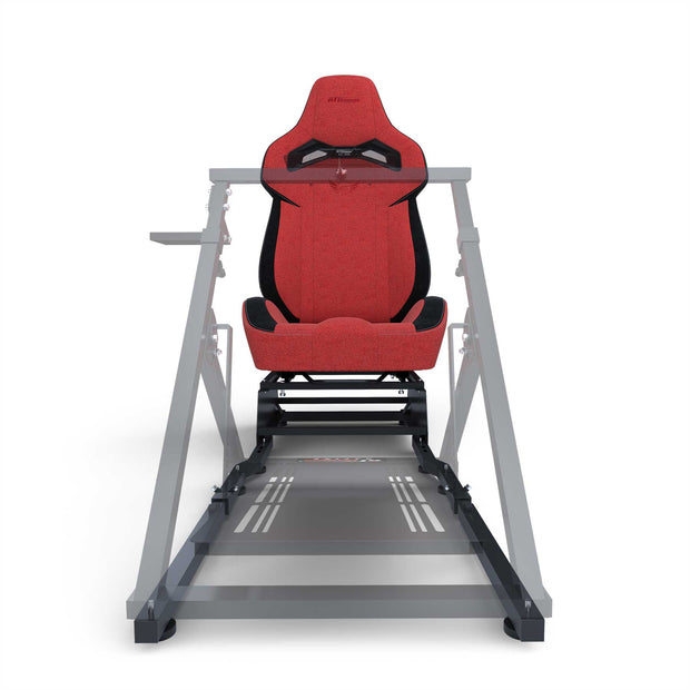 Apex Rear Seat Frame with Red RS12 Racing Seat Mounted to an Apex Wheel Stand Front View
