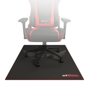 Red trim Floor Pad For Gaming and office chairs with chair on top