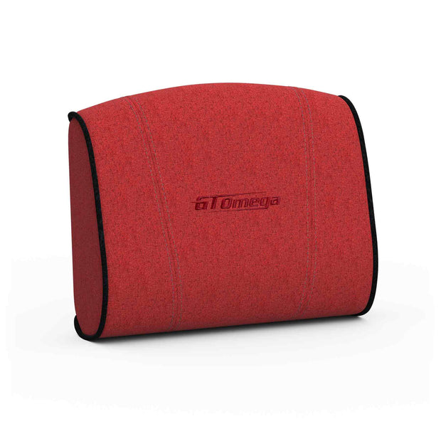Red fabric, memory foam lumbar cushion