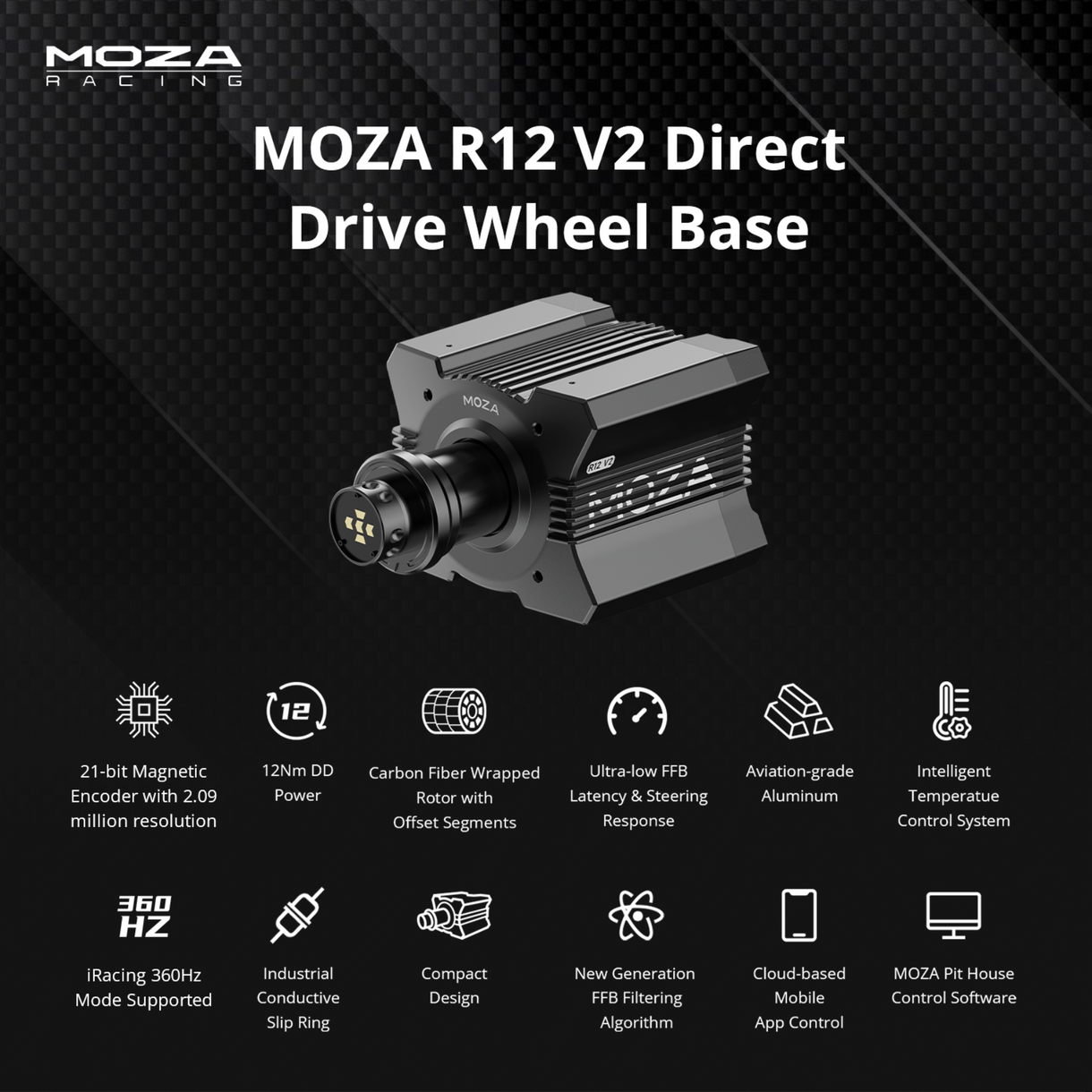 R12 V2 Wheel Base for Sim Racing by MOZA Racing | GT Omega – GT Omega UK