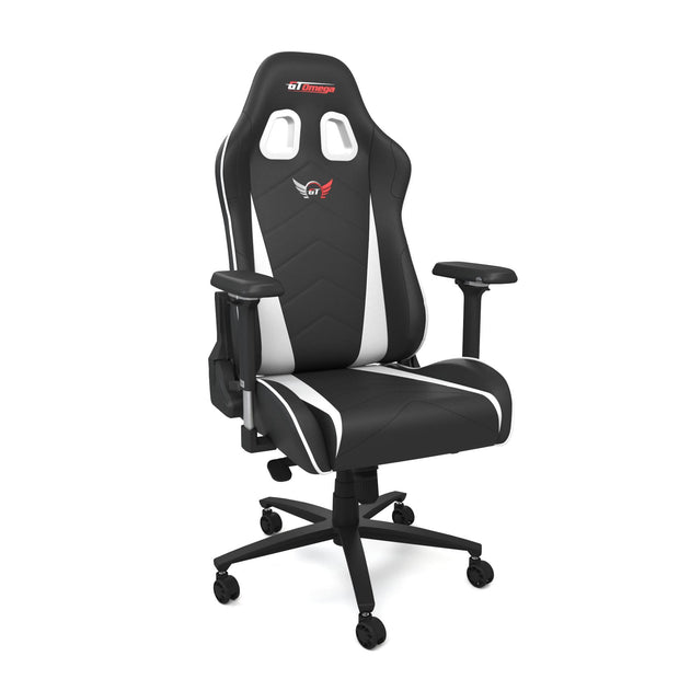 White leather Pro XL gaming chair front angle