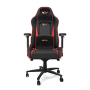 Red leather Pro XL gaming chair with cushions front