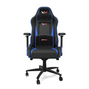 Blue leather Pro XL gaming chair with cushions front
