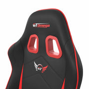 close up of Red leather Pro XL gaming chair headrest