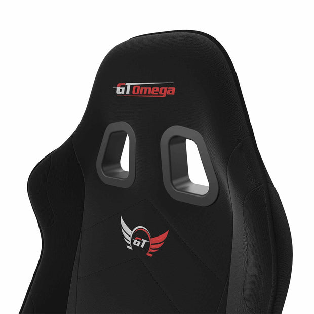 close up of Black Fabric Pro XL gaming chair headrest