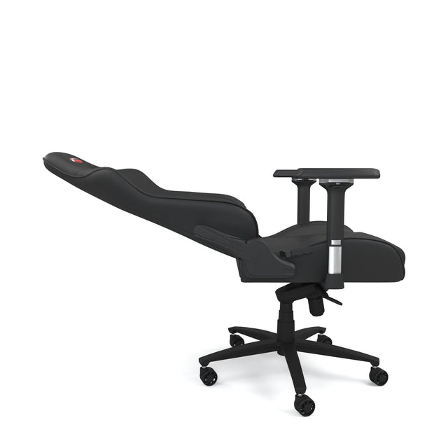 Black leather Pro XL gaming chair reclined