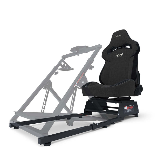 Apex Rear Seat Frame with Black RS12 Racing Seat Mounted to an Apex Wheel Stand Front Angle View