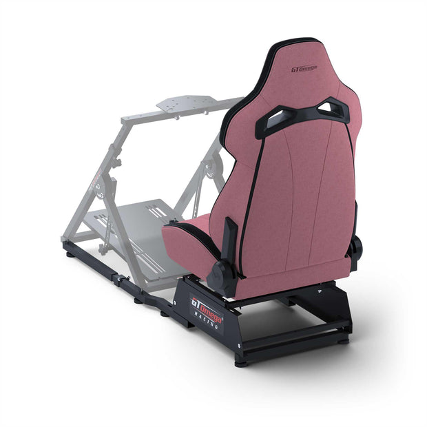 Apex Rear Seat Frame with Pink RS12 Racing Seat Mounted to an Apex Wheel Stand Rear Angle View