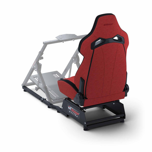 Apex Rear Seat Frame with Red RS12 Racing Seat Mounted to an Apex Wheel Stand Rear Angle View