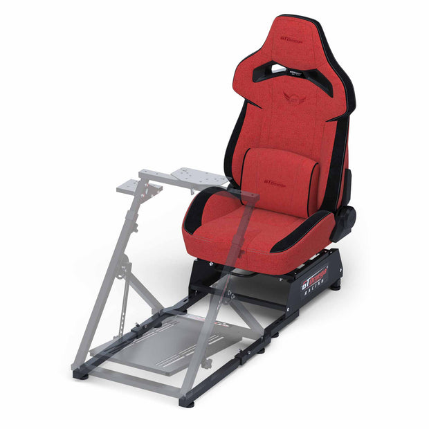 Apex Rear Seat Frame with Red RS12 Racing Seat Mounted to an Apex Wheel Stand Front Angle View 2