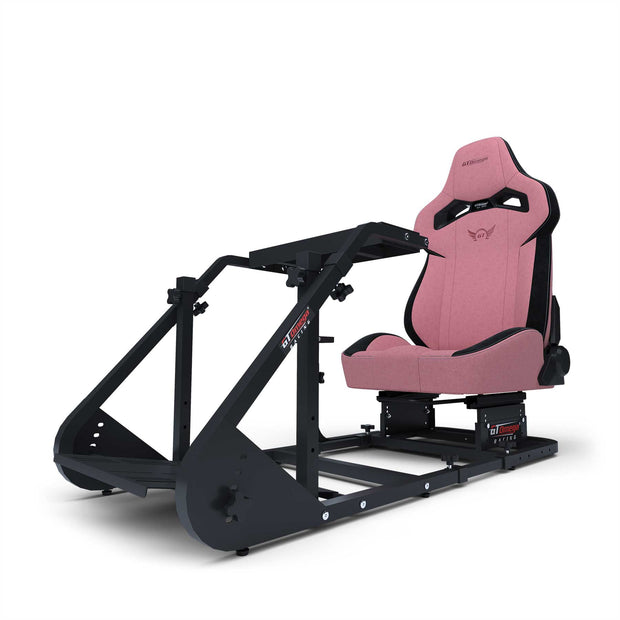 ART Simulator Cockpit with Pink RS12 Racing Seat High front angle view