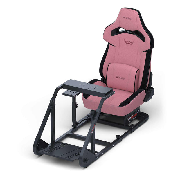 ART Simulator Cockpit with Pink RS12 Racing Seat High front angle view