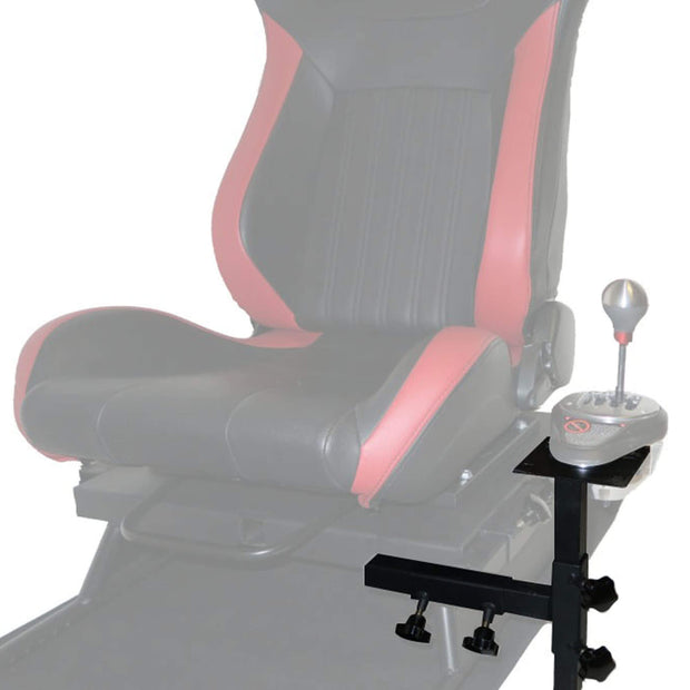 Close up PRO Simulator Gearshifter Mount V2 left side with gear shifter mounted