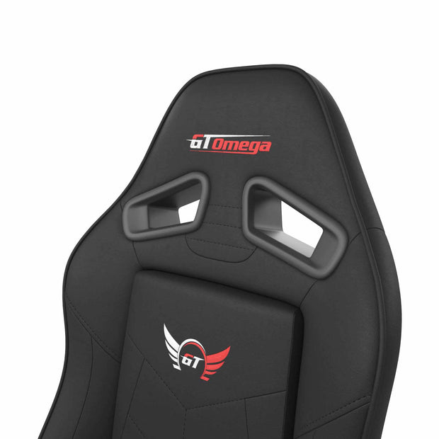 Close up of Black Elite Gaming chair headrest