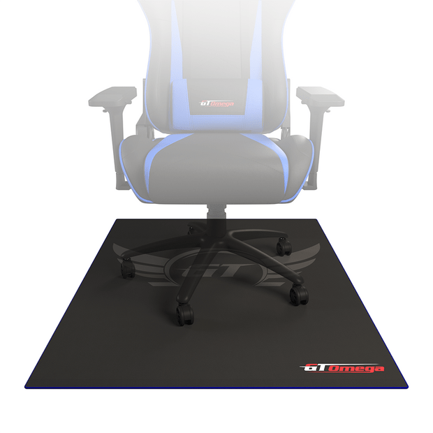 Blue trim Floor Pad For Gaming and office chairs with chair on top