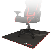 Red trim Floor Pad For Gaming and office chairs side angle with chair on top