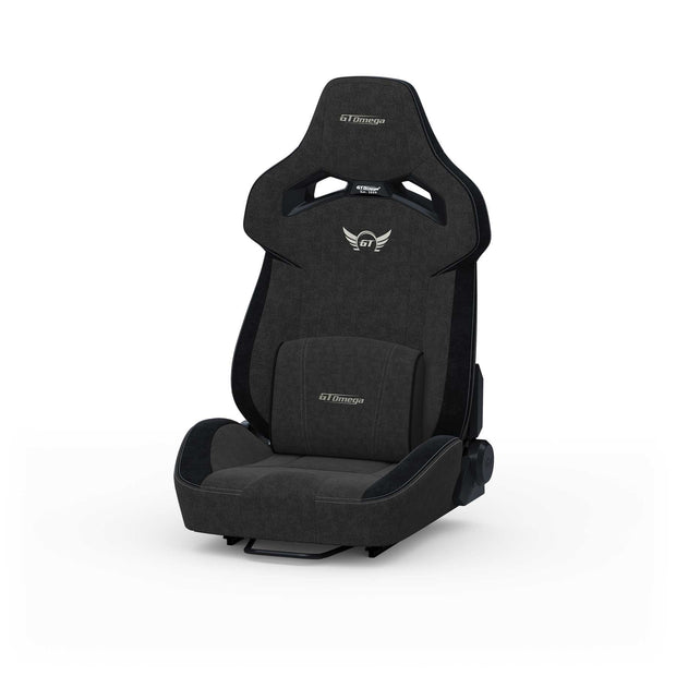 Black Fabric RS12 Racing Seat with lumbar cushion front angle