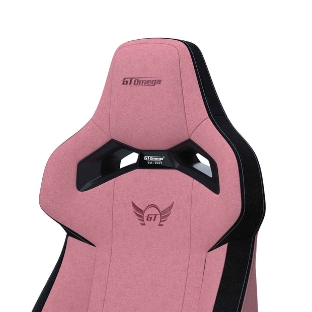close up of Pink Fabric RS12 Racing Seat headrest