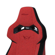 Close up of Red Fabric RS12 Racing Seat headrest