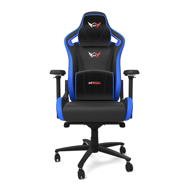 Blue Leather SPORT Series Gaming Chair with cushions front