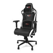 White Leather SPORT Series Gaming Chair with cushions front angle