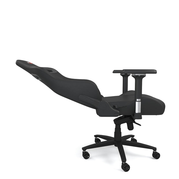 Black Leather SPORT Series Gaming Chair reclined