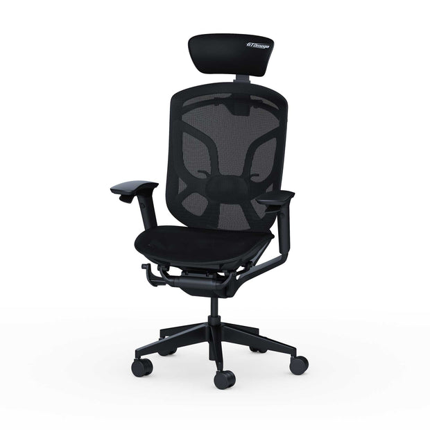 All black Xayo ergonomic office chair front left angle