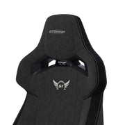 close up of Black Fabric Zephyr gaming chair headrest