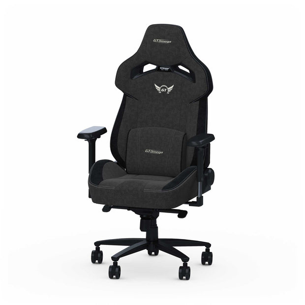 Black Fabric Zephyr gaming chair front left angle