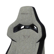 close up of Grey Fabric Zephyr gaming chair headrest