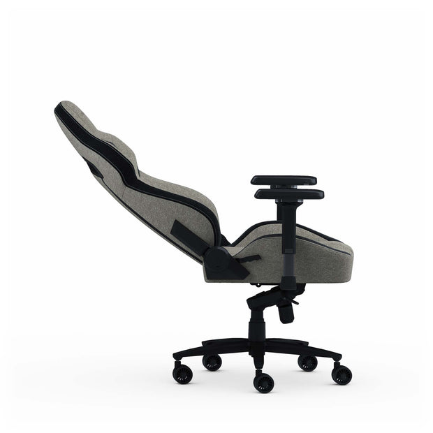 Grey Fabric Zephyr gaming chair reclined
