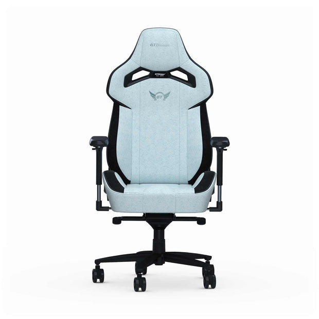 Light Blue Fabric Zephyr gaming chair front