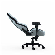 Light Blue Fabric Zephyr gaming chair reclined