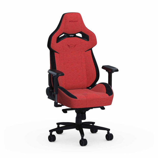 Red Fabric Zephyr gaming chair front right angle