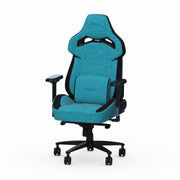 Teal Fabric Zephyr gaming chair front left angle